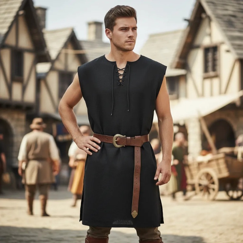 Summer Viking Clothing - 2026 Red Viking Tunic Medieval Armor