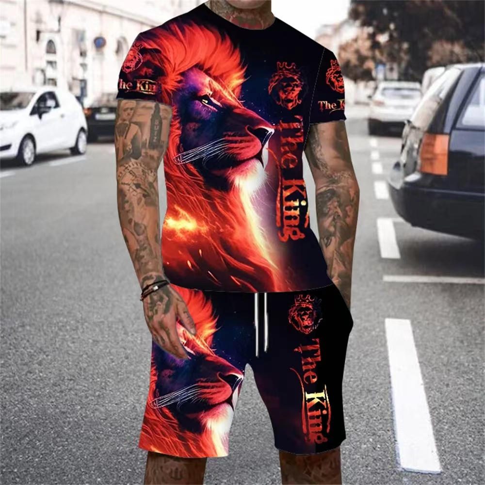 Summer Clothing Styles - Men's Short Sleeved T-shirt Set Animal