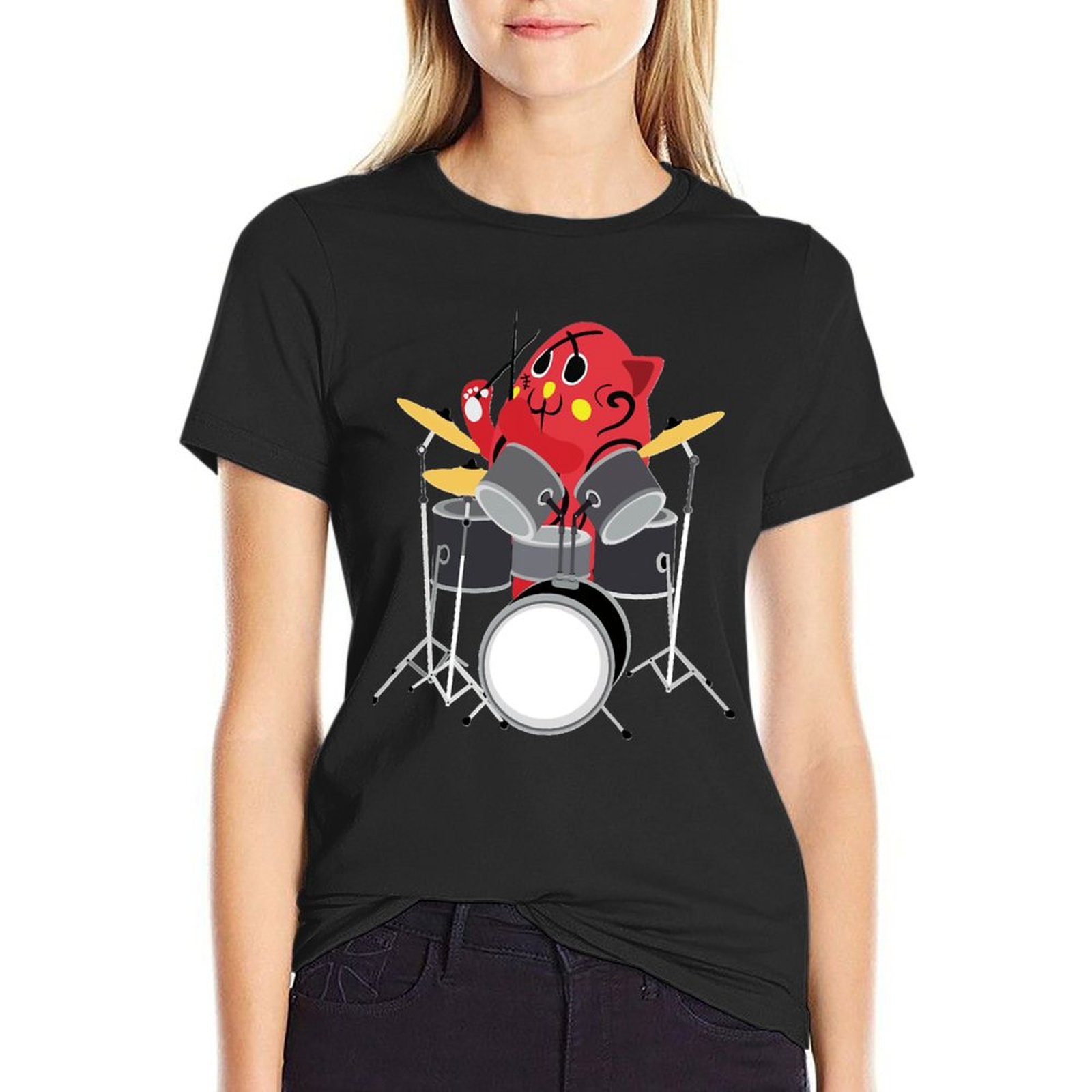 Summer Clothing Essentials Women - Nyango Star Mascot Drummer T Shirt-4500
