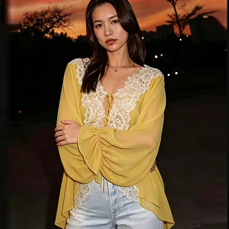 Lace Women's Shirts Blouse Sum - Summer Youth Clothing recension och pris