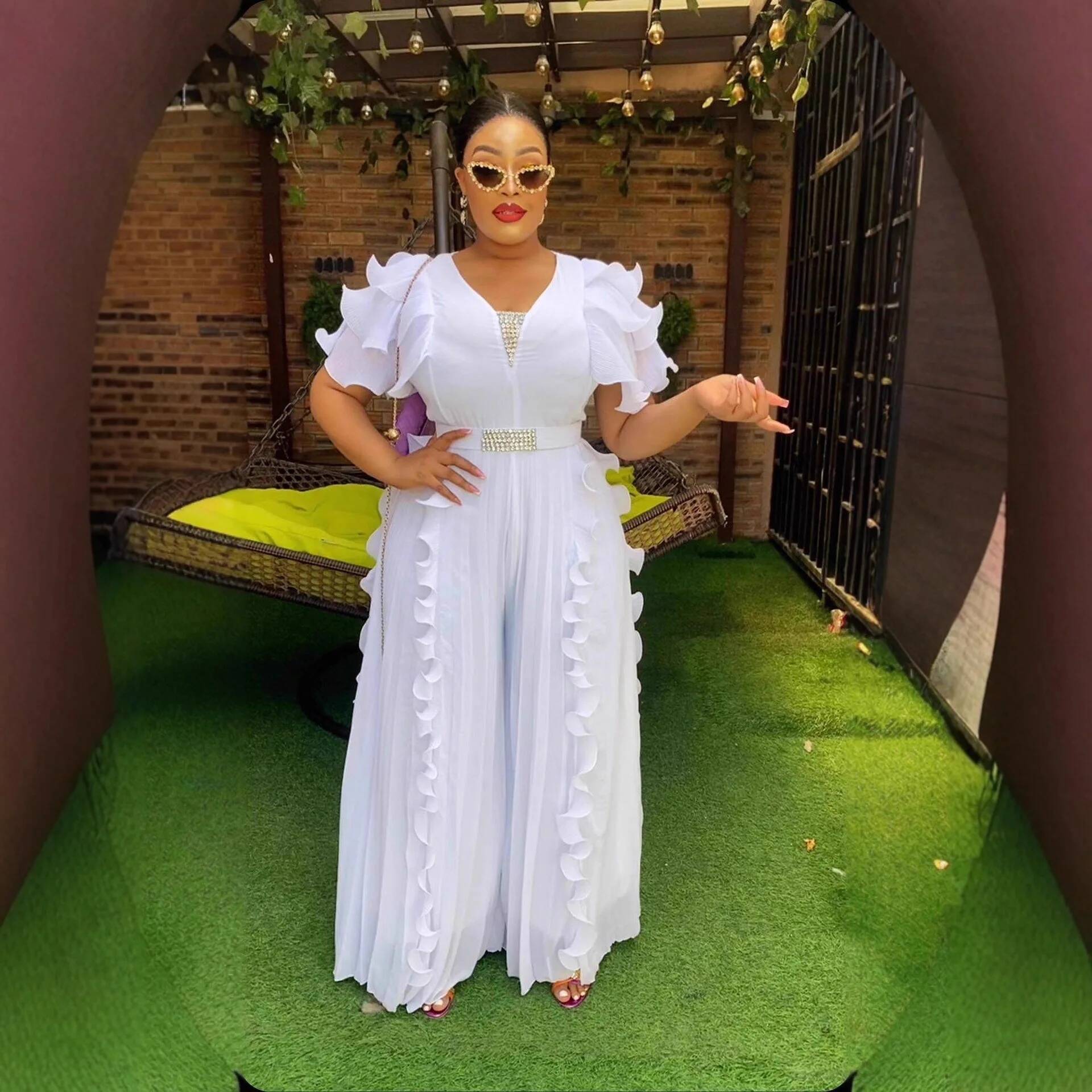 Plus Size Women's V-neck Ruffl - Summer Clothing Office recension och pris