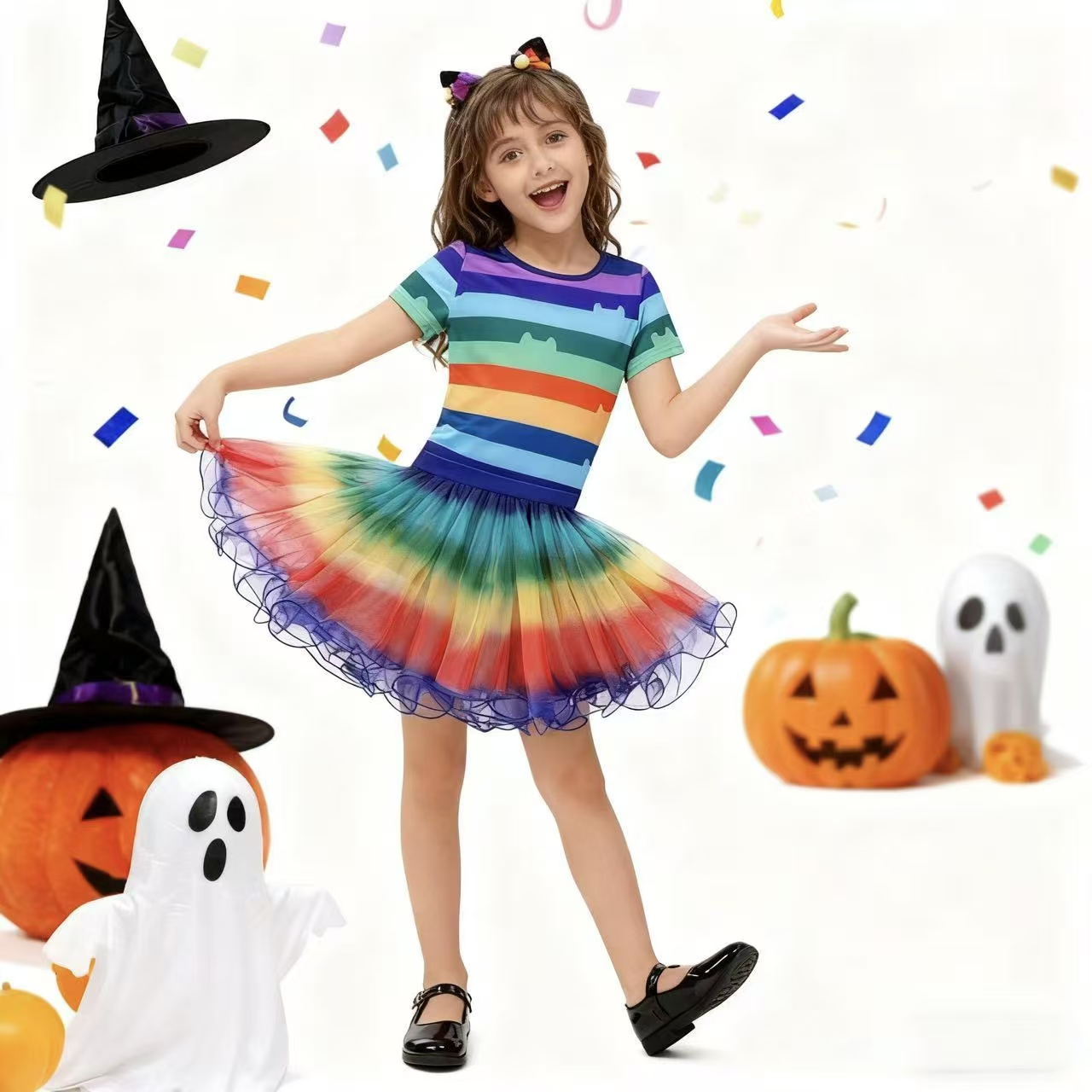 Girls Rainbow Striped T-Shirt  - Summer Kids Clothing recension och pris