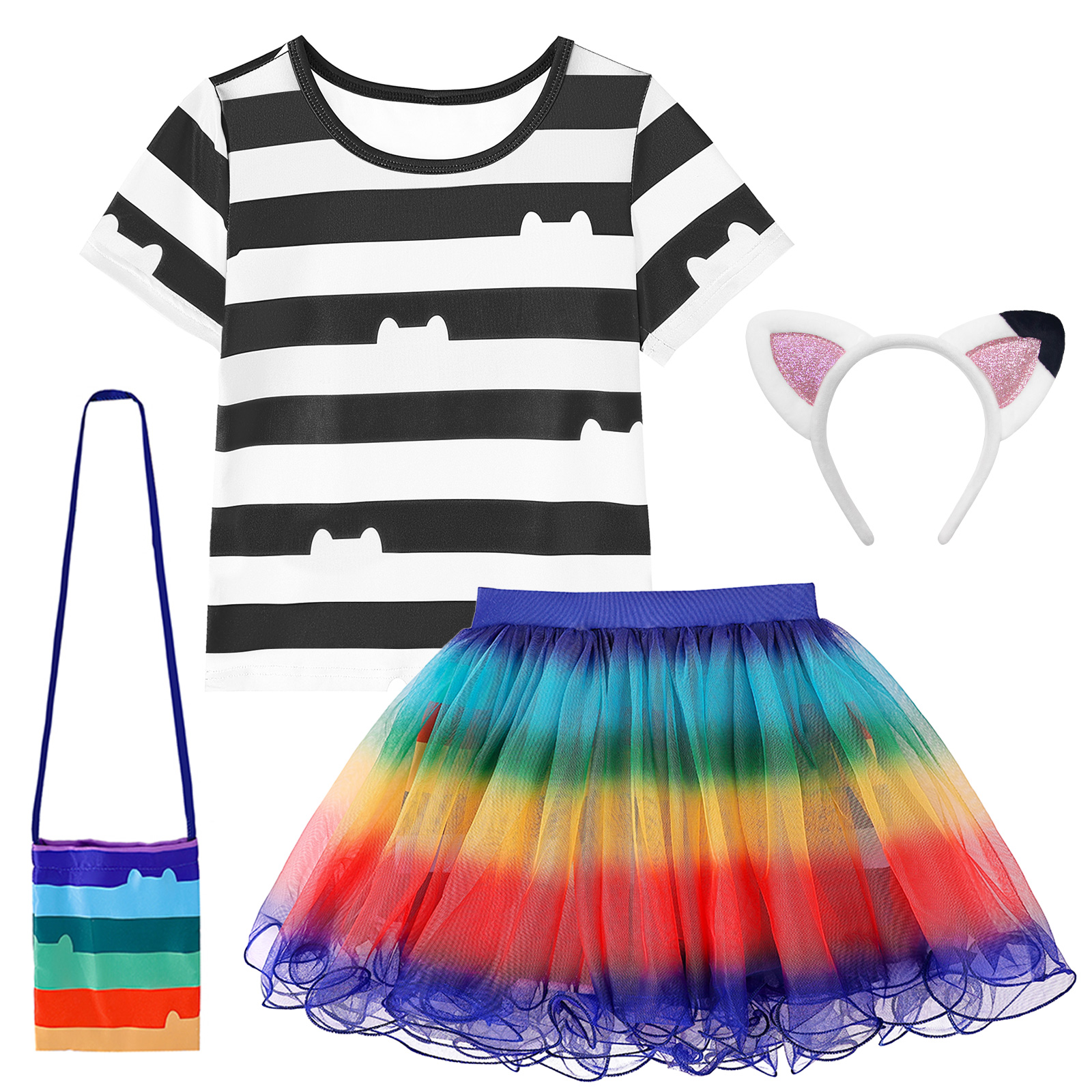 Girls Rainbow Striped T-Shirt  - Summer Kids Clothing recension och pris