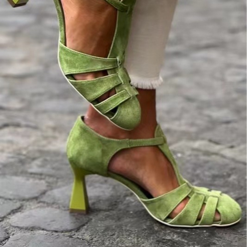 Women's Green Suede Kitten Hee - Summer Clothing Office recension och pris