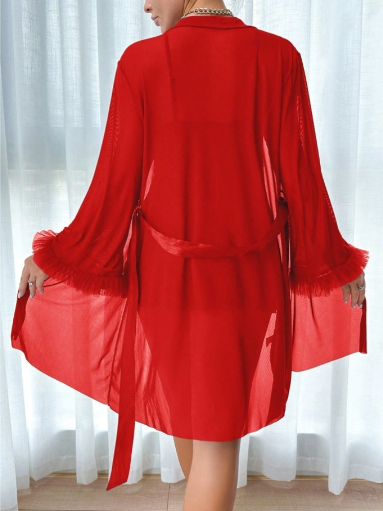 Women 3 Piece Red Sexy Lace Ro - Summer Clothing Items recension och pris