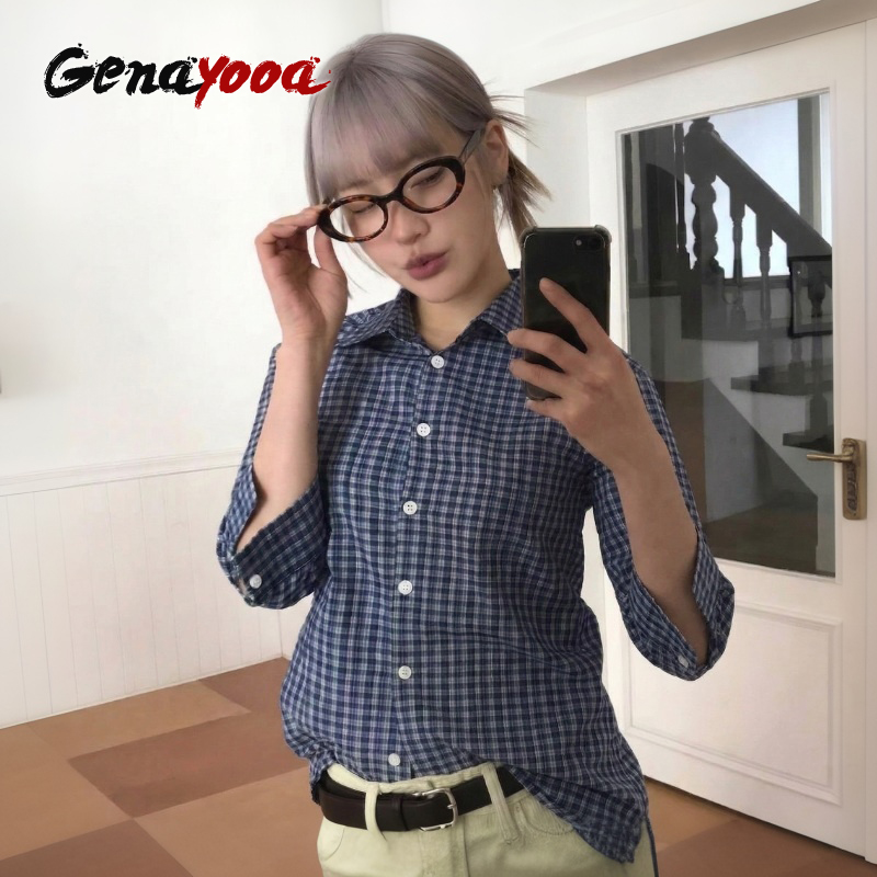 Genayooa Y2k Plaid Shirt Women - Summer Grunge Clothing recension och pris