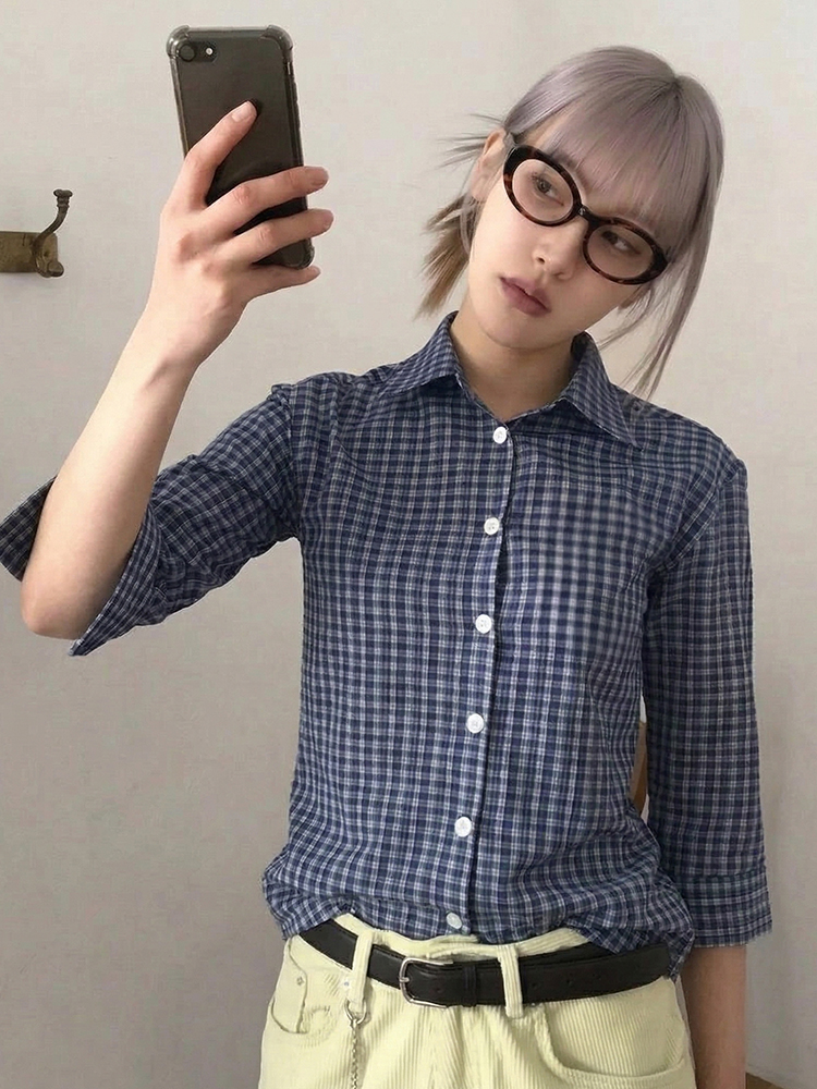 Genayooa Y2k Plaid Shirt Women - Summer Grunge Clothing recension och pris