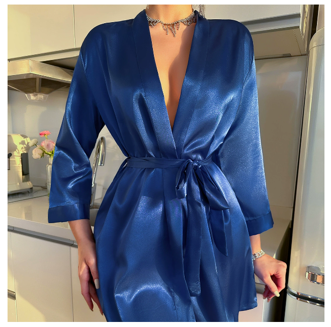 Solid Satin Night Robe, Elegan - Summer Nights Clothing recension och pris