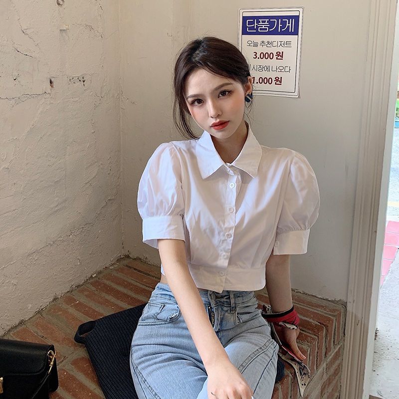 Korean Summer Puff sleeve Whit - Summer Youth Clothing recension och pris