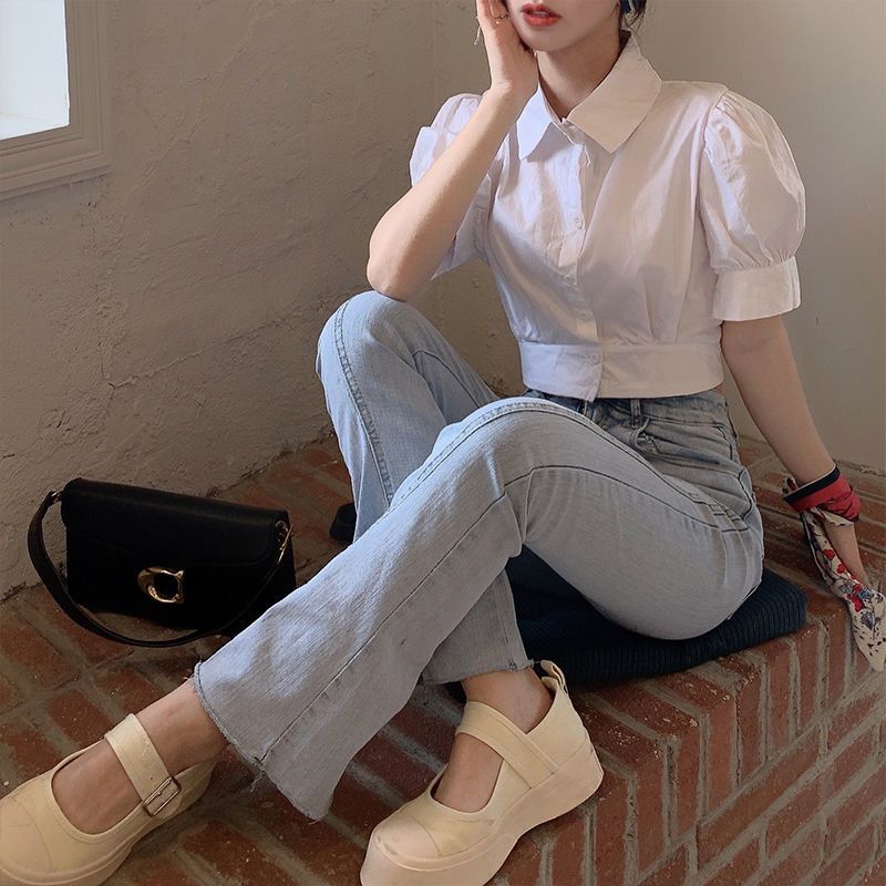Korean Summer Puff sleeve Whit - Summer Youth Clothing recension och pris