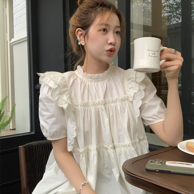 Sweet Pleated Loose Blouse Sum - Summer Youth Clothing recension och pris