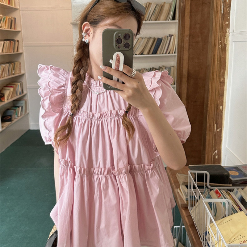 Sweet Pleated Loose Blouse Sum - Summer Youth Clothing recension och pris