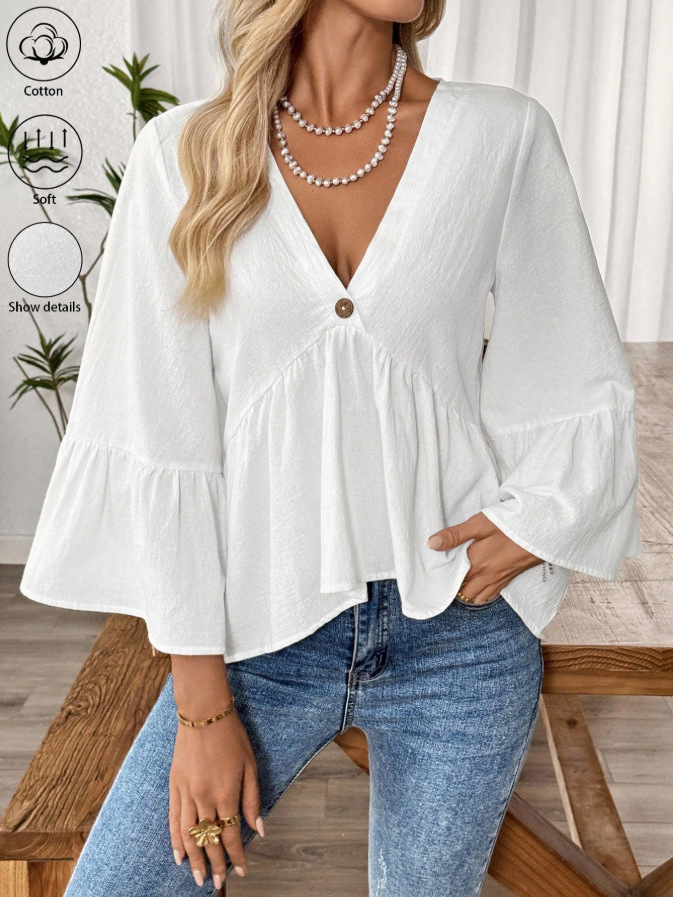 Solid Casual Loose Blouses For - Summer Youth Clothing recension och pris